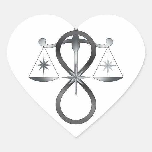 Religiöse Einheit Gott Symbol Pagan Monochrome Herz-Aufkleber (Vorderseite)