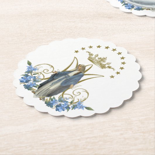 Religiöse Elegante Jungfrau Mary Floral Gold Untersetzer (angewinkelt)