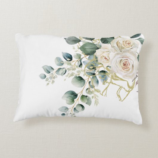 Religiöse Elegante Rose Grünes Wash Cross Dekokissen (Rückseite)