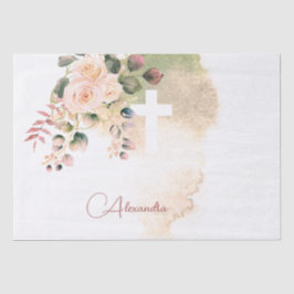 Religiöse Elegante Rose Rosa Kreuz Persönlich Seidenpapier