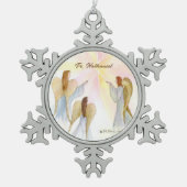 Religiöse Engel Personalisiert Schneeflocken Zinn-Ornament (Vorderseite)