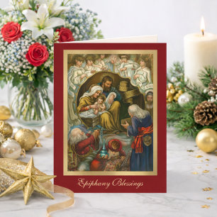 Religiöse Epiphanie Drei Könige Gebet Jesus Feiertagskarte