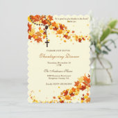 Religiöse Erntedank Dinner Rosary Blätter Einladung (Stehend Vorderseite)