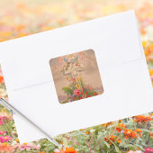 Religiöse Faith Hope Wohltätigkeit Blumenkreuz Ost Quadratischer Aufkleber