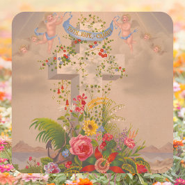 Religiöse Faith Hope Wohltätigkeit Blumenkreuz Ost Quadratischer Aufkleber