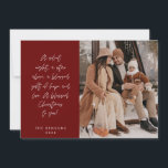 Religiöse, frohe Weihnachten, Christliches Foto Feiertagskarte<br><div class="desc">Religiöse, Christliche, fröhlichste Weihnachten, Saisongrüße, glücklicher Urlaub, frohe Weihnachten, weinrotes Thema. ( Eine stille Nacht, ein Stern oben, ein gesegnetes Geschenk der Hoffnung und Liebe. Ein gesegnetes Weihnachten für dich! ) Feiern Sie die Saison mit dieser Familienkarte (gedruckter und / oder digitaler Download, Gruß per E-Mail, als Anhang) Es ist...</div>