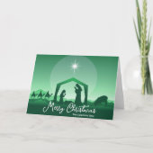 Religiöse Frohe Weihnachten Grüne Weihnachtskrippe (Vorderseite)