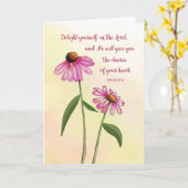 Religiöse Geburt Pink Echinacea Wasserfarbe Karte (Gelbe Blume)