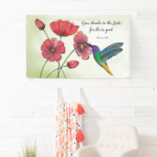 Religiöse Gedanken an Sie Blumen mit Kolibri Banner