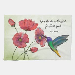 Religiöse Gedanken an Sie Blumen mit Kolibri Geschirrtuch