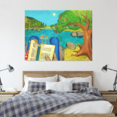 Religiöse Gemälde - Psalm 1 in der hebräischen Bib Leinwanddruck (Insitu (Schlafzimmer))
