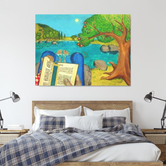 Religiöse Gemälde - Psalm 1 in der hebräischen Bib Leinwanddruck (Insitu (Schlafzimmer))