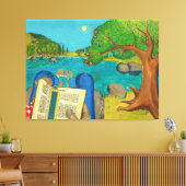 Religiöse Gemälde - Psalm 1 in der hebräischen Bib Leinwanddruck (Insitu (Wohnzimmer))