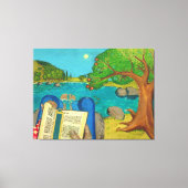 Religiöse Gemälde - Psalm 1 in der hebräischen Bib Leinwanddruck (Vorderseite)