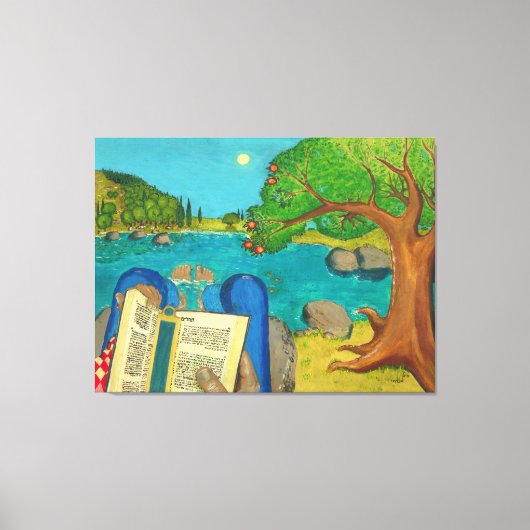 Religiöse Gemälde - Psalm 1 in der hebräischen Bib Leinwanddruck (Vorderseite)
