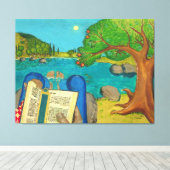 Religiöse Gemälde - Psalm 1 in der hebräischen Bib Leinwanddruck (Insitu (Holzboden))