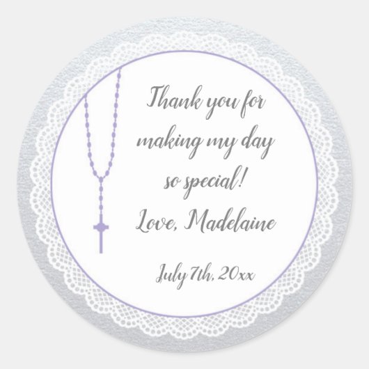 Religiöse Geschenke Gunst Label Girl Lavender Rosa Runder Aufkleber (Vorderseite)