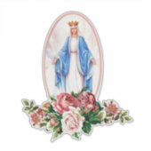 Religiöse gesegnete Jungfrau Mary Floral Wreath Vi Aufkleber (Vorderseite)