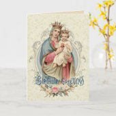 Religiöse gesegnete Jungfrau Mary Jesus Birthday C Karte (Gelbe Blume)