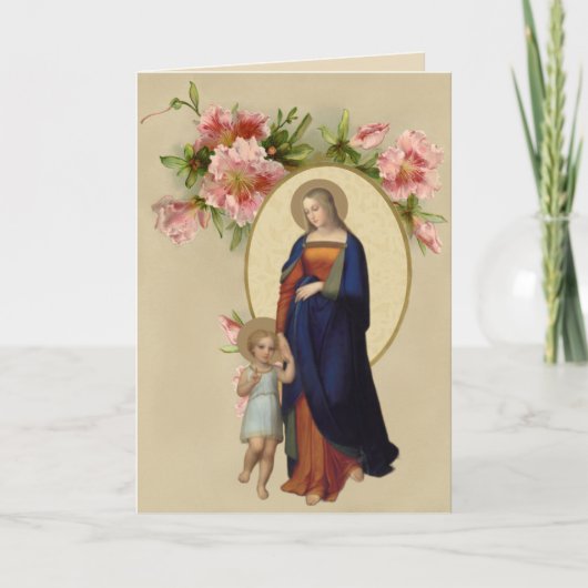 Religiöse gesegnete Jungfrau Mary Jesus Floral Karte (Vorderseite)