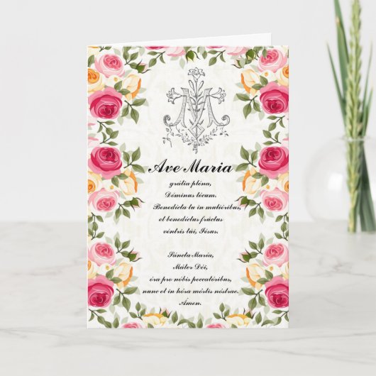 Religiöse, gesegnete Jungfrau Mary Pink Roses Karte (Vorderseite)