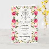 Religiöse, gesegnete Jungfrau Mary Pink Roses Karte (Gelbe Blume)