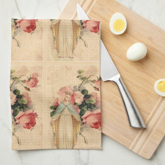 Religiöse gesegnete Jungfrau-Mutter-Mary-Rosen Geschirrtuch (Viertel Falte)