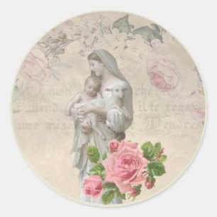 Religiöse gesegnete Lamm-Rosen Jungfrau-Marys Runder Aufkleber