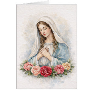 Religiöse Gesegnete Maria Florale Rosen Schrift