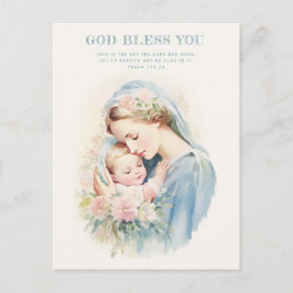 Religiöse gesegnete Mutter Mary Baby Jesus Floral Postkarte