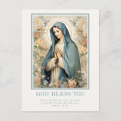 Religiöse gesegnete Mutter Mary Floral katholische Postkarte (Vorderseite)