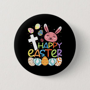 Religiöse glückliche Ostern Bunny Rabbit Eggs Jesu Button