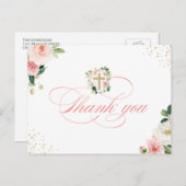 Religiöse Gold Cross Rosa Rosa Blütengrün Vielen D Postkarte (Vorne/Hinten)