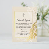 Religiöse Goldpalme Beerdigung Danke Note Card (Stehend Vorderseite)