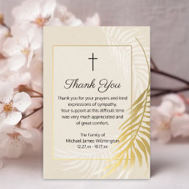 Religiöse Goldpalme Beerdigung Danke Note Card