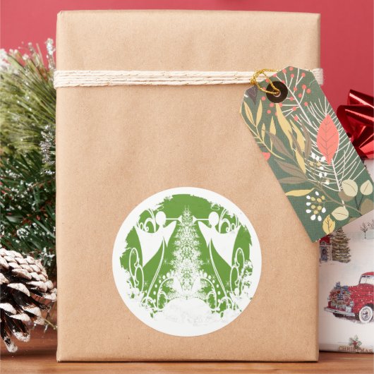 Religiöse Grüne und Weiße Engel Christlich Runder Aufkleber (Feiertag)