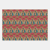 Religiöse Guadalupe Jungfrau Mary Floral Rose Wrap Geschenkpapier Set (Vorderseite)