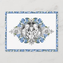 Religiöse Heilige Familie Elegant Blue Floral Viel Postkarte