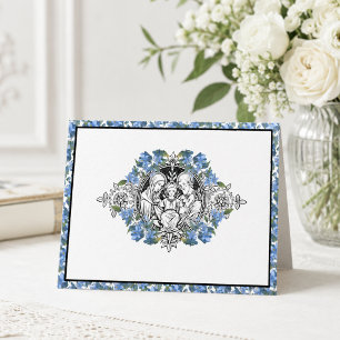 Religiöse Heilige Familie Elegante Blaue Blumen Dankeskarte