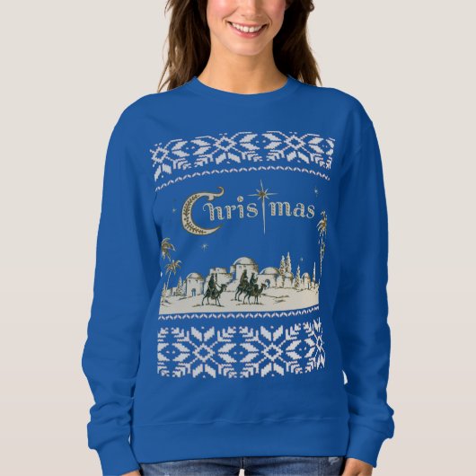 Religiöse heilige Nacht Jerusalem Weihnachtskrippe Sweatshirt (Vorderseite)