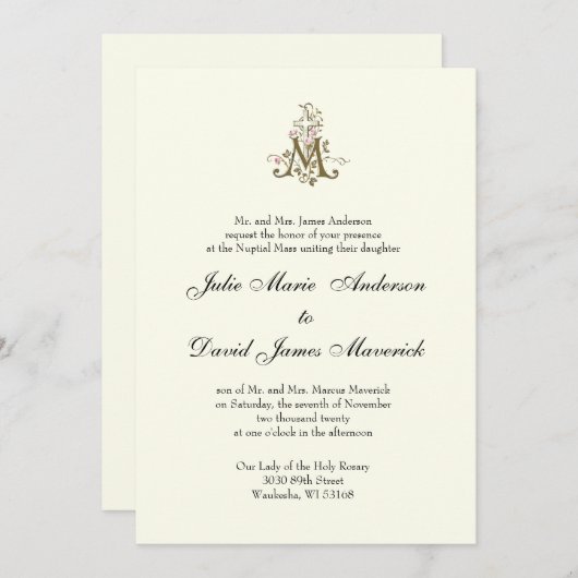 Religiöse Hochzeit der katholischen Marian Cross Einladung (Vorne/Hinten)