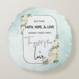 Religiöse Hochzeitstag-Jubiläum Faith Hope-Liebe Rundes Kissen