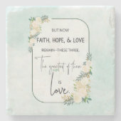 Religiöse Hochzeitstag-Jubiläum Faith Hope-Liebe Steinuntersetzer (Vorderseite)