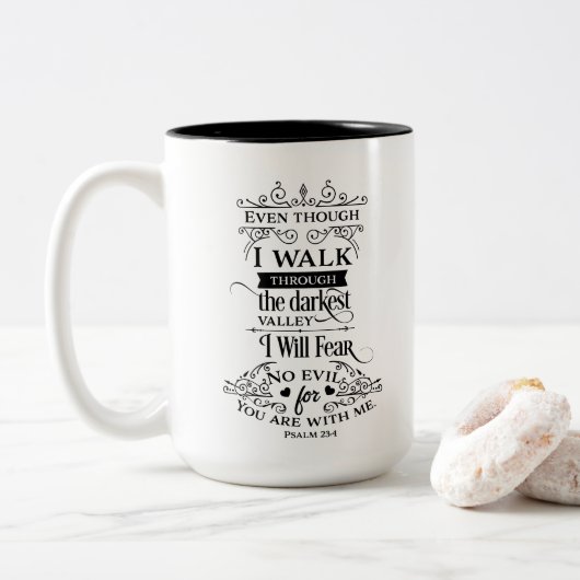 Religiöse Inspirationssprache Kunst Zweifarbige Tasse (Mit Donut)