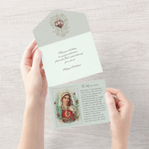 Religiöse Jungfrau Maria Florale Vintage-Geburtsta All In One Einladung