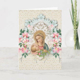 Religiöse Jungfrau Maria Jesus Blumenschrift Vers Karte