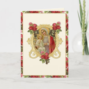 Religiöse Jungfrau Maria Jesus Rote Blumen Katholi Karte