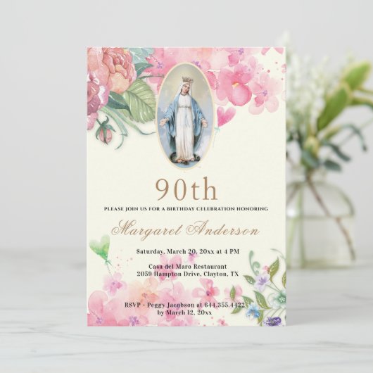 Religiöse Jungfrau Maria Scripture Floral Einladung (Stehend Vorderseite)