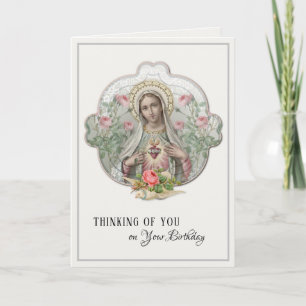 Religiöse Jungfrau Maria Vintage-Blumen Katholisch Feiertagskarte