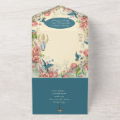 Religiöse Jungfrau Mary Birds Pink Roses All In One Einladung (Außenbereich)